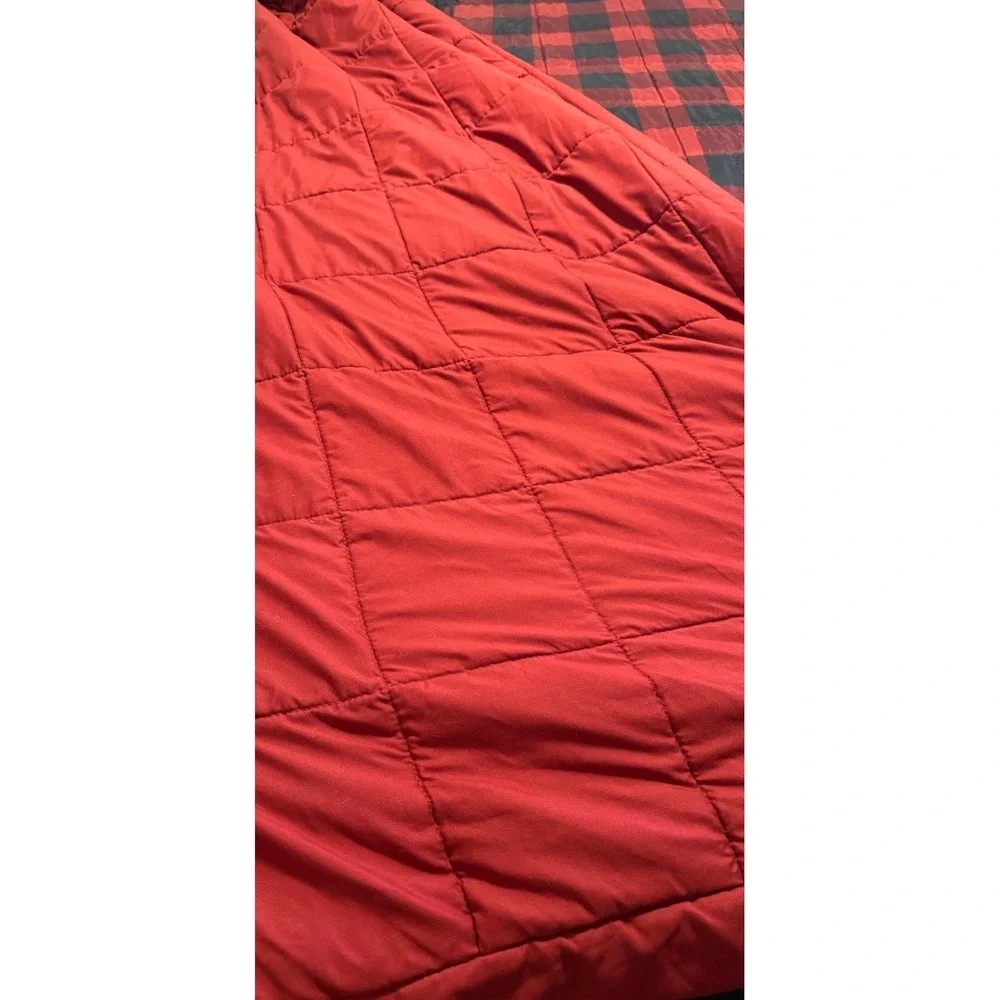 Woolrich Queen Quilt Reversible Buffalo Plaid Red Black Blanket Comforter Flaw